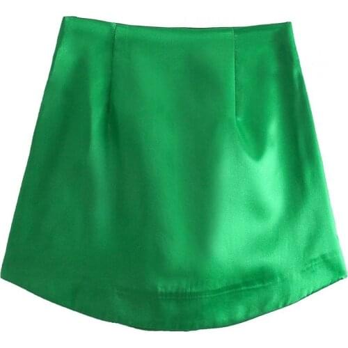 Women High Street Solid Color Side Zipper Basic Bodycon Pencil Tube Short Sexy Mini Skirt