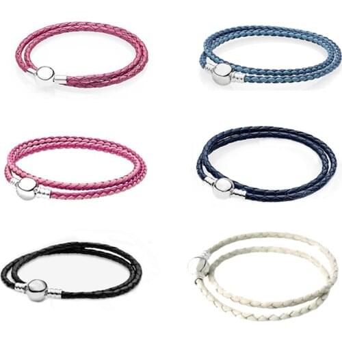 High Quality 925 Silver Fashion Couple Round Bracelet (multiple Color Options) Original Diy Jewelry For Ladies Exquisite Gifts