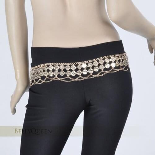 2019 Belly Dance Costume Coins Tribal Hip Scarf Belt Gold/silver 2 Colors