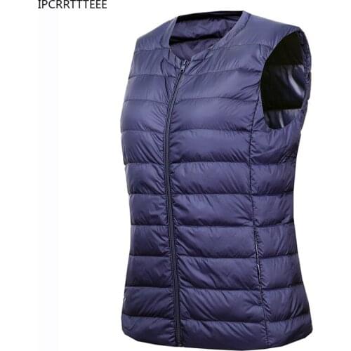 S-3XL Women Ultra Light Down Vest Casual Slim White Duck Down Bottoming Sleeveless Winter Warm Liner Big Size Clothing