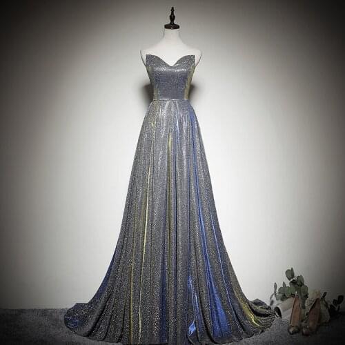 Ladybeauty New A line Evening Dress Long 2019 Vestido De Festa Cheap Micro-tailing dress Sexy Open Back Glitter Red Prom Dresses