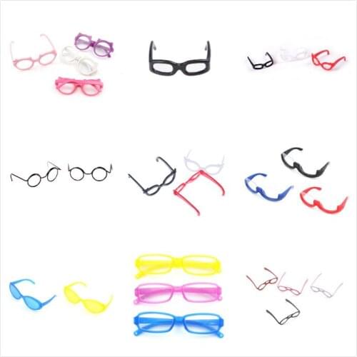 1-10PCS Fashion Round Frame Lensless Retro Cool Doll Glasses For BJD Doll 1/6 30cm Doll Accessories