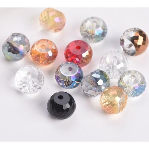 10pcs 12x9mm Rondelle Drum Shape Faceted Crystal Glass Prism Loose Beads Lot For Jewelry Making DIY Crafts Findings