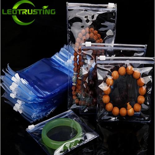 100pcs Thick Light Blue Luxury Jewelly PVC Bags Resealable Anti-Oxidant Rings Beads Jewelry Gifts Storage Packaging Pouches