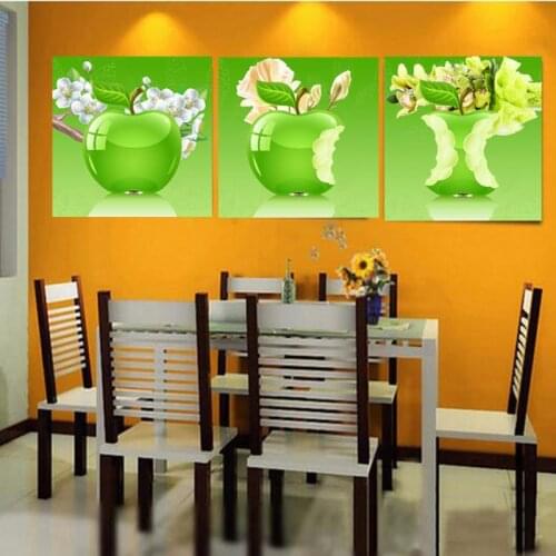 3 Piece Wall Art Canvas Painting Fruit Apple Home Decoration Canvas Print Wall Art Picture for Living Room Kitchen No Frame HY59
