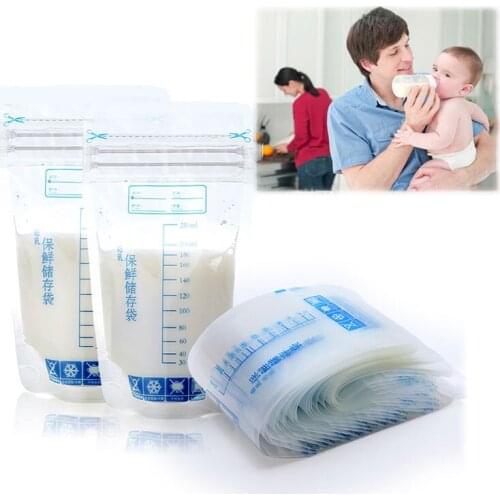 30pcs Breast Milk Storage Bag Baby Breastfeeding Freezer Bag with Scale Label 250ml Safe Baby Food Storage Feeding Accessories