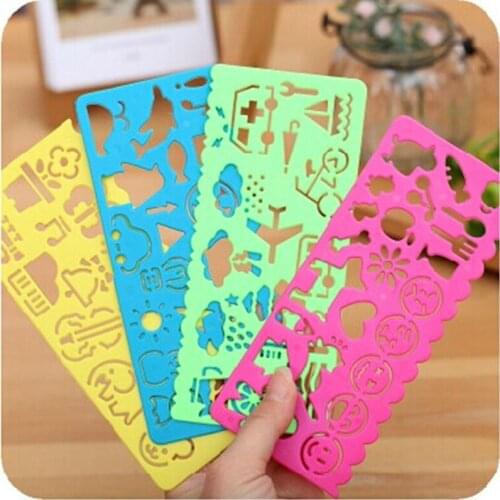 4 PCS Stationery Candy Color Ruler Oppssed Drawing Template Office Painting Supplies