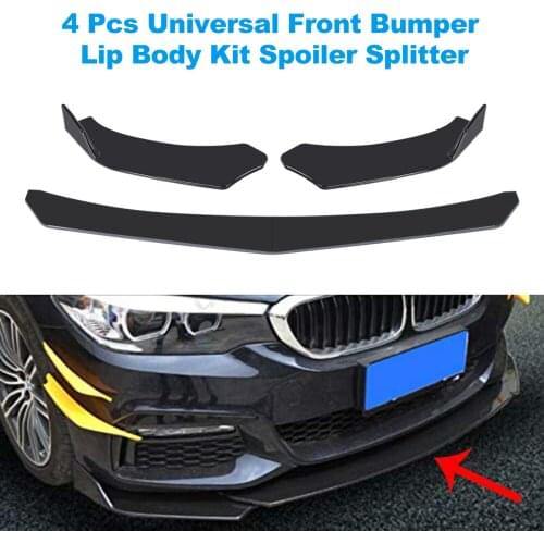 4 Pieces Car Front Bumper Lip Body Kit Spoiler Splitter ABS Bumper Canard Lip Splitter Universal For Tesla Model 3 Sedan