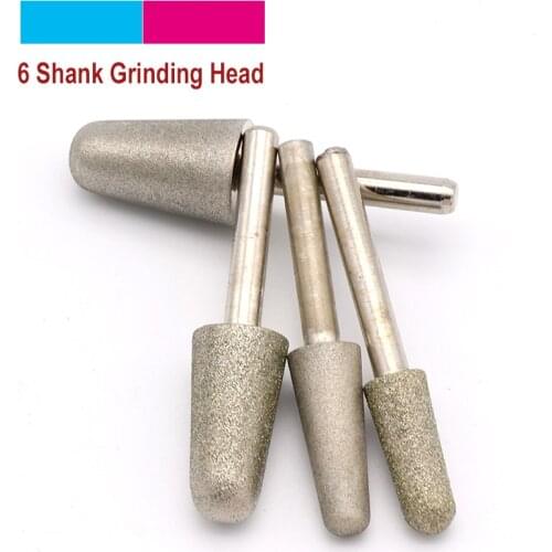 6mm Shank 10-20mm 60/320 Grit Cone Diamond Grinding Head Bullet Rotary Bits For Glass Jade Stone Carving Drilling Tools