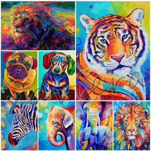 Xaviera 5D Diy Diamond Painting Animal Dog Lion Tiger Dog Embroidery Kits Full Drill Mosaic Cross Stitch Picture of Rhinestones