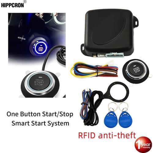 Hippcron Car Alarm Start Stop Button Engine RFID Keyless Entry System Push Button Remote Starter Stop Auto