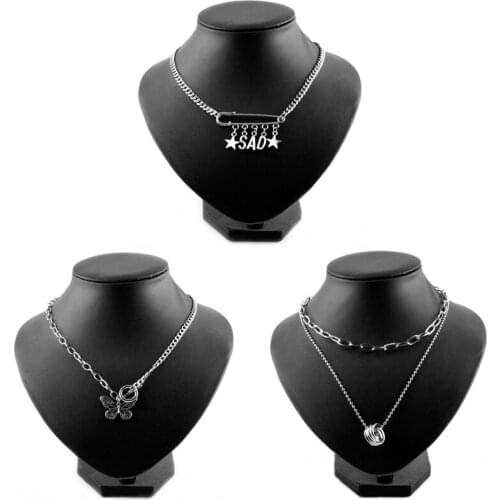 Fashion Metal Star Butterfly Letter Geometric Pendant Necklaces Link Chain Choker Necklace For Women Gift