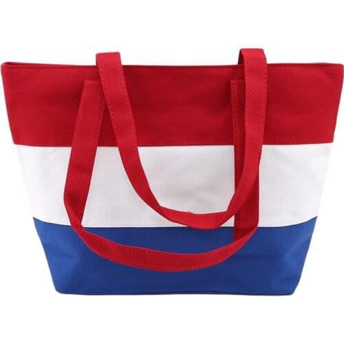 Coloured Canvas Stripe Coloured Single Shoulder Bag Recreational Trend Large Capacity Handbag