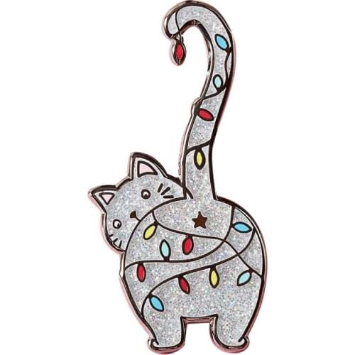 Cat kitty enamel pin badge with Glitter