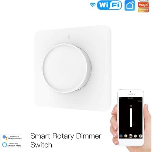 EU WiFi Smart Rotary Light Dimmer Switch 100-240V Tuya/smart Life APP Remote Control Works With Alexa Google