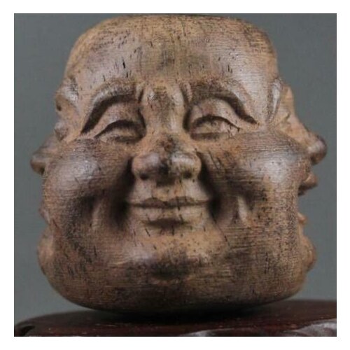 Collectibles Chinese Hand Carved Wooden Tibetan Buddhism Buddha Head Statues