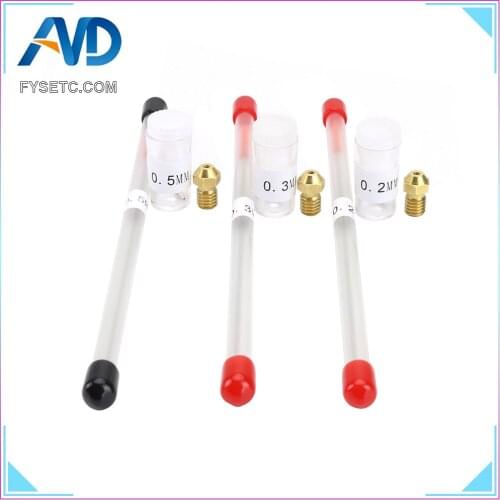 3D Printer Parts 0.2/0.3/0.5mm Airbrush Nozzle Adapter Set With Nozzles And Needle Cleaning Tool For V6 Hotend 1.75mm Filament