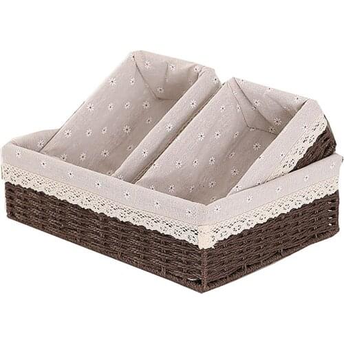 Storage Baskets Box Food Container Fabric Straw For Picnics Desktop Control Key Cosmetic Durable Remote Manual Snacks Holder