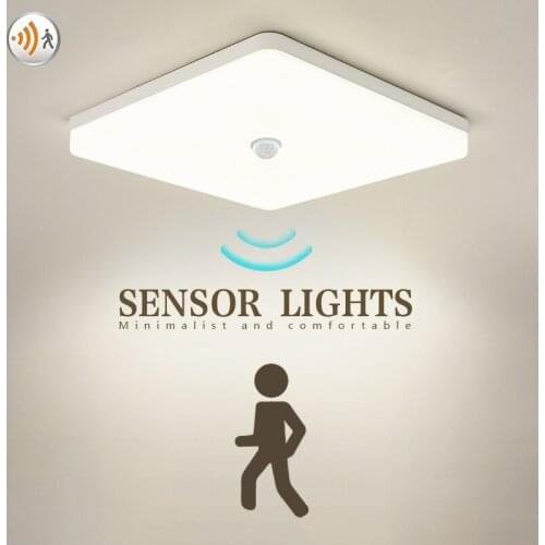 Square LED Ceiling Lamp PIR Motion Sensor Cold white Warm white 18W 24W 36W 220V 110V Smart Ceiling Lights For Foyer Hallways