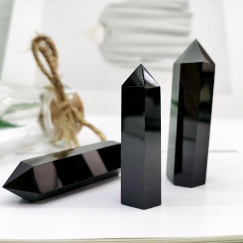 1PC Natural Obsidian Quartz Stones Crystal Point Tower Healing Stone Energy Ore Mineral Obelisk Home Decor Ornaments 50-80mm