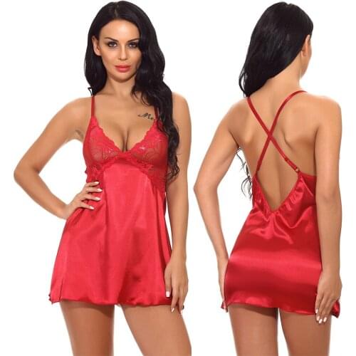 Summer Satin Lace Women Sexy Nightdress Porn Womens Erotic Lingerie Babydoll Sexy Underwear Sexy and Naughty Nightie Plus Size