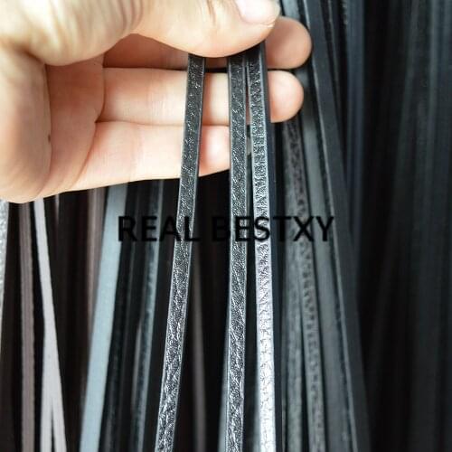 REAL BESTXY 5m/lot 6*3mm black flat leather strings for jewelry leather bracelets making leather straps flat wide leather cords