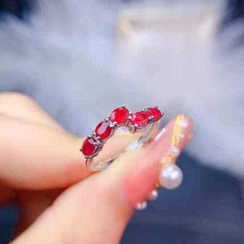 Fine Natural New Burning Ruby Ring Real 925 Sterling Silver Fashion Superflash Wedding Jewelry for Women MeiBaPJFS