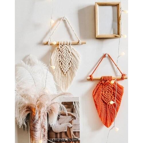 Natural High Qualilty Handmade Macrame Wall Hanging Feather Cotton Wall Hanging Tapestry Tassels Design for Living Room