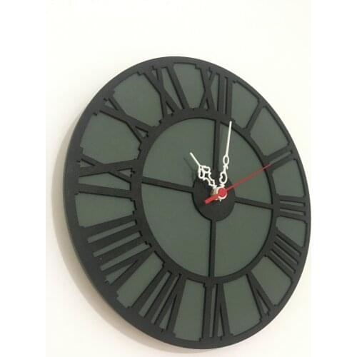 North Designed Mold Green Black Rome Circle Decor Wall Clock 30 Cm