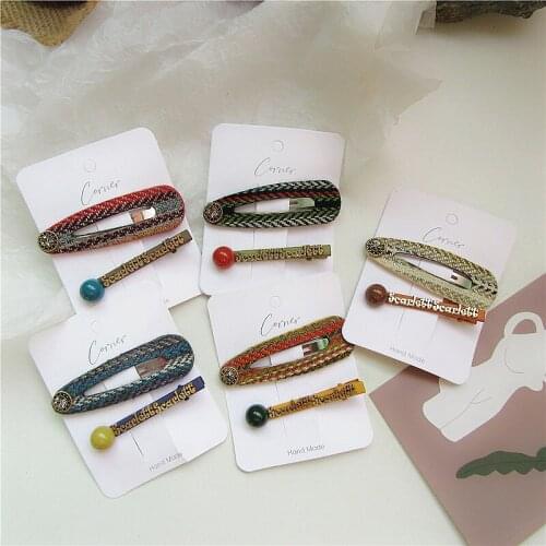 2020 New Vintage Geometric Color Crystal Letter Duckbill Clips for Women Retro Rhinestone Hollow Out Word Clip Female Jewelry