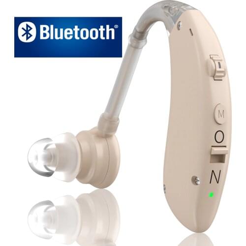 2021 New Best Mini Recharge Bluetooth BTE Hearing Aids Adjustable Tone Sound Amplifier Portable Deaf Elderly digital Hearing Aid