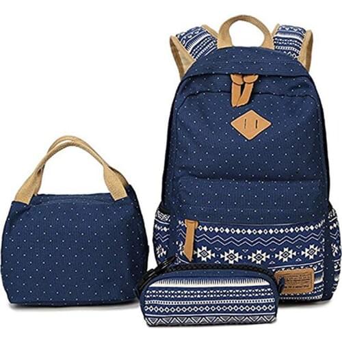 2019 New School Backpack Student Canvas Bookbag Lightweight Laptop Bag for Teen Girls