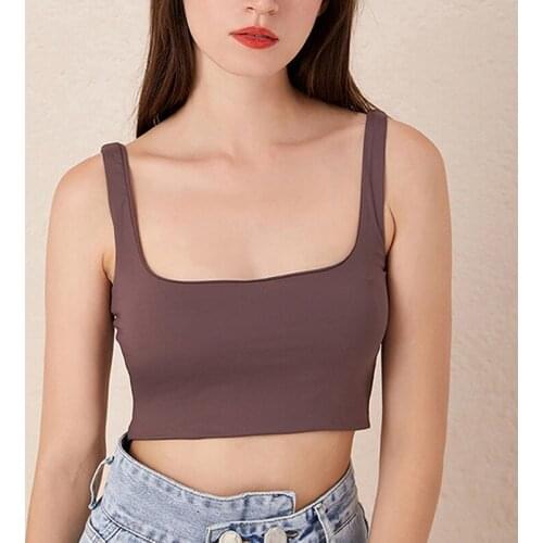 Solid Color Sexy womens Top Sports Vest Shoulder Strap Gym Sports Running Vest Sexy Comfortable Top Camisole