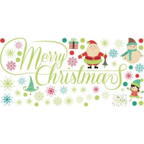 Plastic Luminous Christmas Wall Sticker DIY Letter Santa Claus Kids Room Wall 3D Living Room Window Decals Decoration Accessory