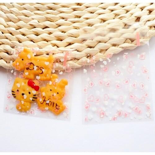 35pcs Pink Heart-shaped Plastic Bags Cookie&Candy Bag Self-Adhesive For Wedding Birthday Party Gift Bag Biscuit Baking Bags