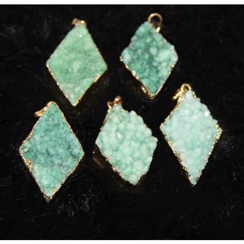 Thanksgiving Gifts! Green Color Druzy Stone Drusy Quartz Drop Pendant Cross Necklace On Sell 4pcs/lot, Women Necklace Pendant
