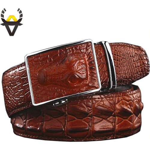 Fashion Genuine leather belts for men Wide luxury designer crocodile automatic alloy buckle man belt High quality cow skin strap