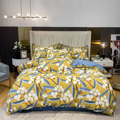 Svetanya Yellow Loquat Fruits Palm Leaves Duvet Cover Set Cotton Queen King Size Bedding Set Bedlinens Flat Sheet Pillow Cases