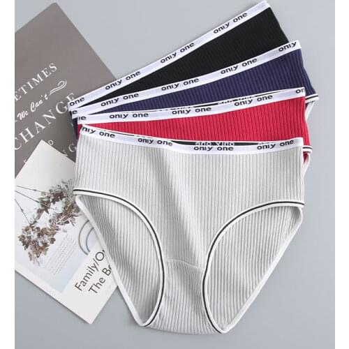 Sexy Panties Womens Underwear Cotton Briefs Female Fashion Solid Color Underpanties Girls Lingerie Mid-rise