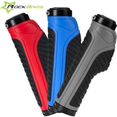 Rockbros Bike Rubber Handlebar Grips Anti-slip Lock On Bicycle Grips Cycling Mountain Bike Grips Handle Cover Accessories