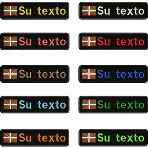 Basque Flag 10X2.5cm Embroidery Custom Name Text Patch Stripes badge Iron On Or Velcro Backing Patches For Clothes Backpack Hat