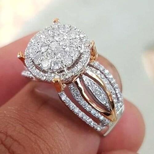 Full bling AAA zircon diamonds rings for women rose gold color luxury jewelry bijoux bague party engagement gift fashion new