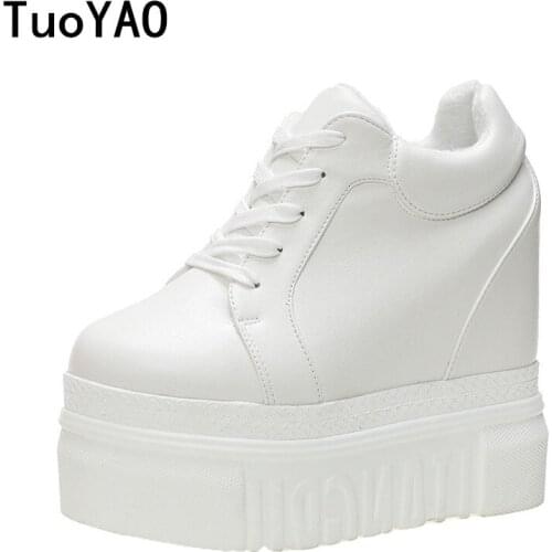 Warm Chunky Platform Sneakers Women Winter 12CM Thick Sole Lace Up Plush Vulcanize Shoes Woman Height Increasing Casual Shoes