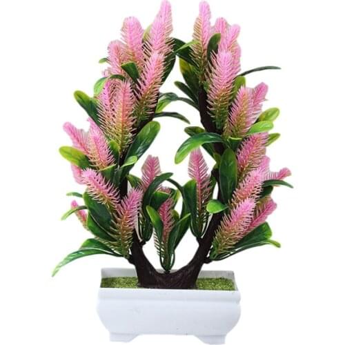 1Set Simulation Plant Bonsai Artificial Flowers Phoenix Pine Potted Home Green Plant Decorative Desktop Ornaments