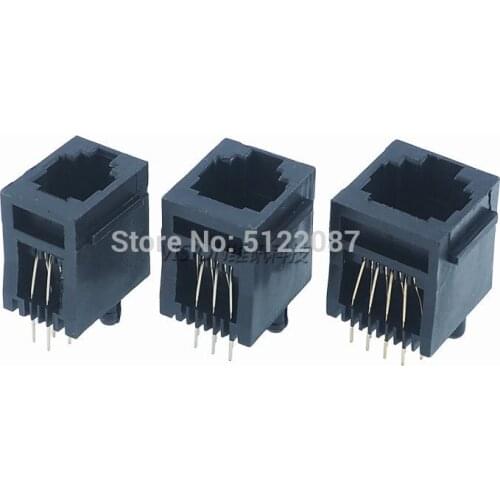 10pcs RJ11 Socket 52-6P6C 4P4C 8P8C Seat RJ12 Phone Jack Female Crystal Head Socke 180 degrees Vertical 6P6C Telephone Connector