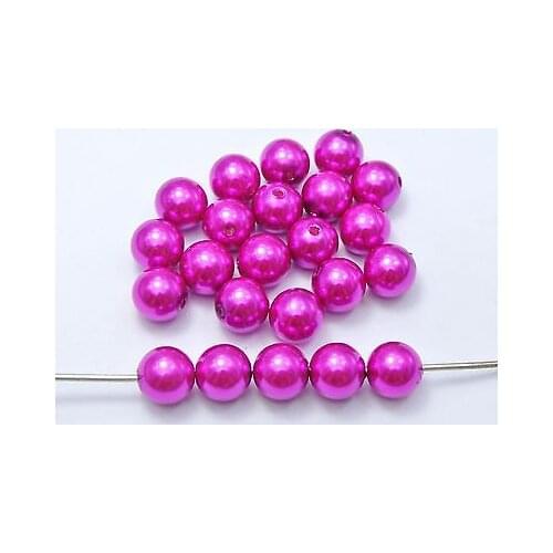 100 Hot Pink Plastic Faux Pearl Round Beads 12mm Imitation Pearl