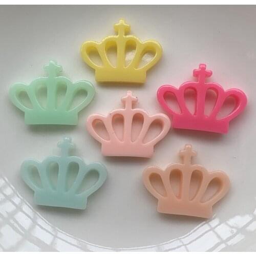 20PCS 17*23MM Mixed color delicate crown resin flat back handmade scrapbook DIY hairpin finger ring decorative accessories