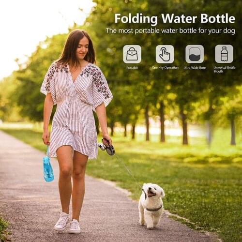 3 In 1 Pet Travel Water Bottle Multifunction Dog Water Feeder With Food Dispenser Pooper Scooper Foldable Dog Bowl Pet Supplies
