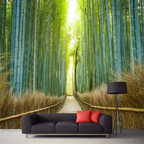3D bamboo forest landscape background wall high-grade wall cloth manufacturers wholesale wallpaper mural photo wall