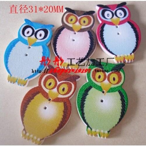 50PCs Wood Buttons Sewing Scrapbooking Owls Mixed 3.2cmx2cm(1 2/8"x 6/8") Clothes Accessories